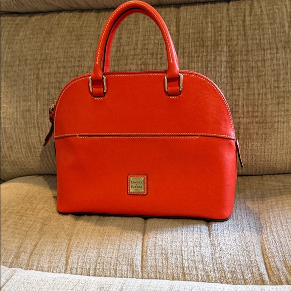 Dooney & Bourke Handbags - Dooney & Bourke Bold Orange domed Satchel with detachable strap 10 x 12